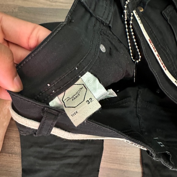 Black Denim Joggers with White Stripes - Picture 4 of 4